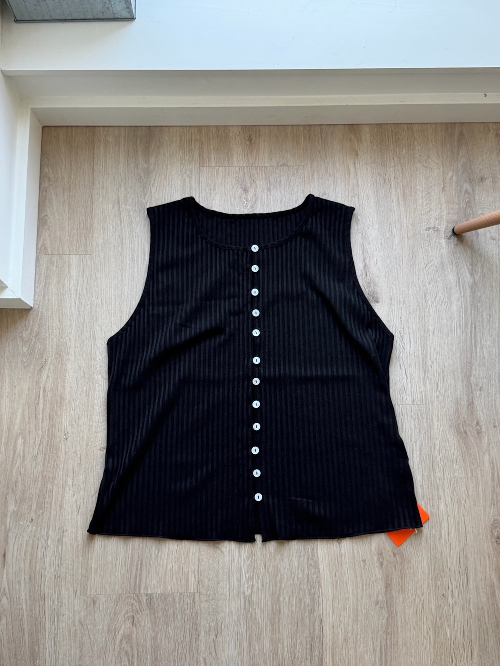 Black Ribbed Button-Up Tank | Size XL | NWT